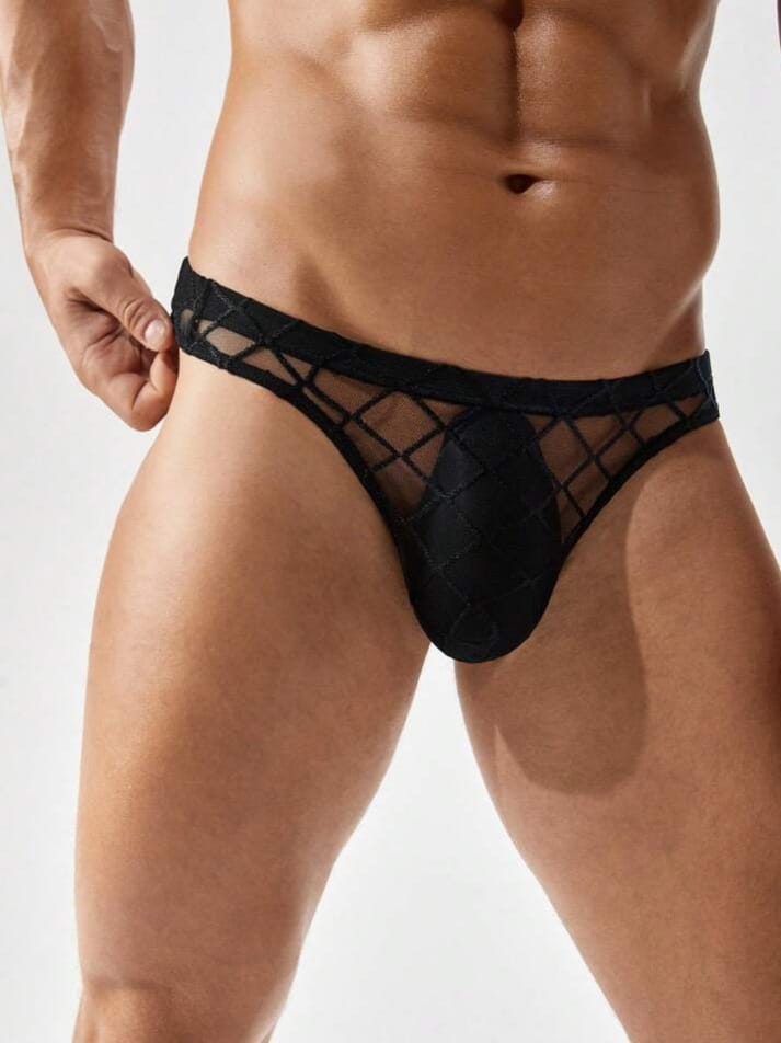 MAD-MEN Men's Underwear Elastic Soft Sexy Erotic Black Thong T-Back G-Sting